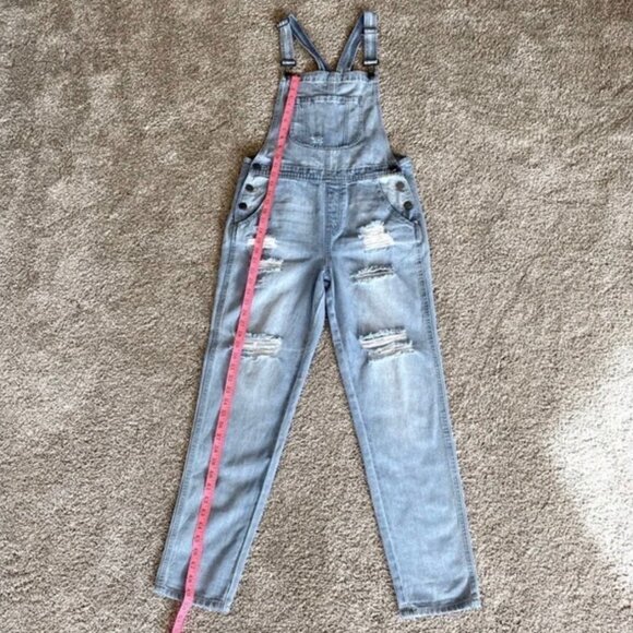 NWT Black Label light wash distressed women's overalls. Size S - Picture 15 of 15